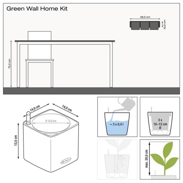 Lechuza Green Wall Home Kit Glossy anthrazit highgloss